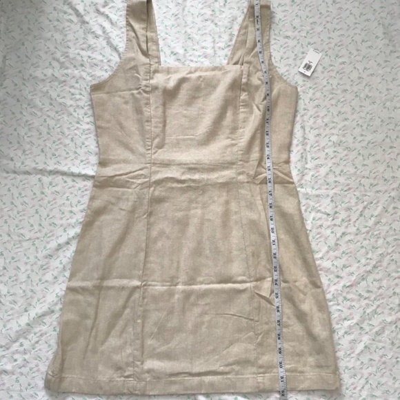 NWT Old Navy Square Neck Linen Blend Mini Dress Tan Brown M Petite - Picture 4 of 16